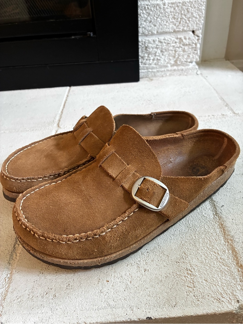 Birkenstock Suede Slip-On Clog Mule in Brown